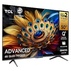Miniatura Smart TV 50" QLED 4K TCL 50C655 com Processador AIPQ, Google TV, HDR10+, Wi-Fi Dual Band, Bluetooth Integrado, Google Assistente, Dolby Vision e Atmos