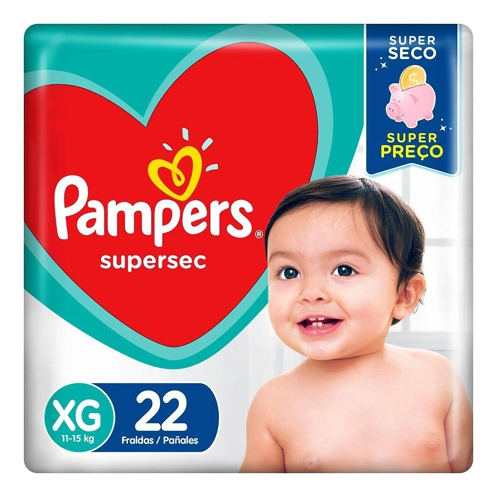 Miniatura Fralda Pampers Supersec Pacotão Xg Com 22 Unidades