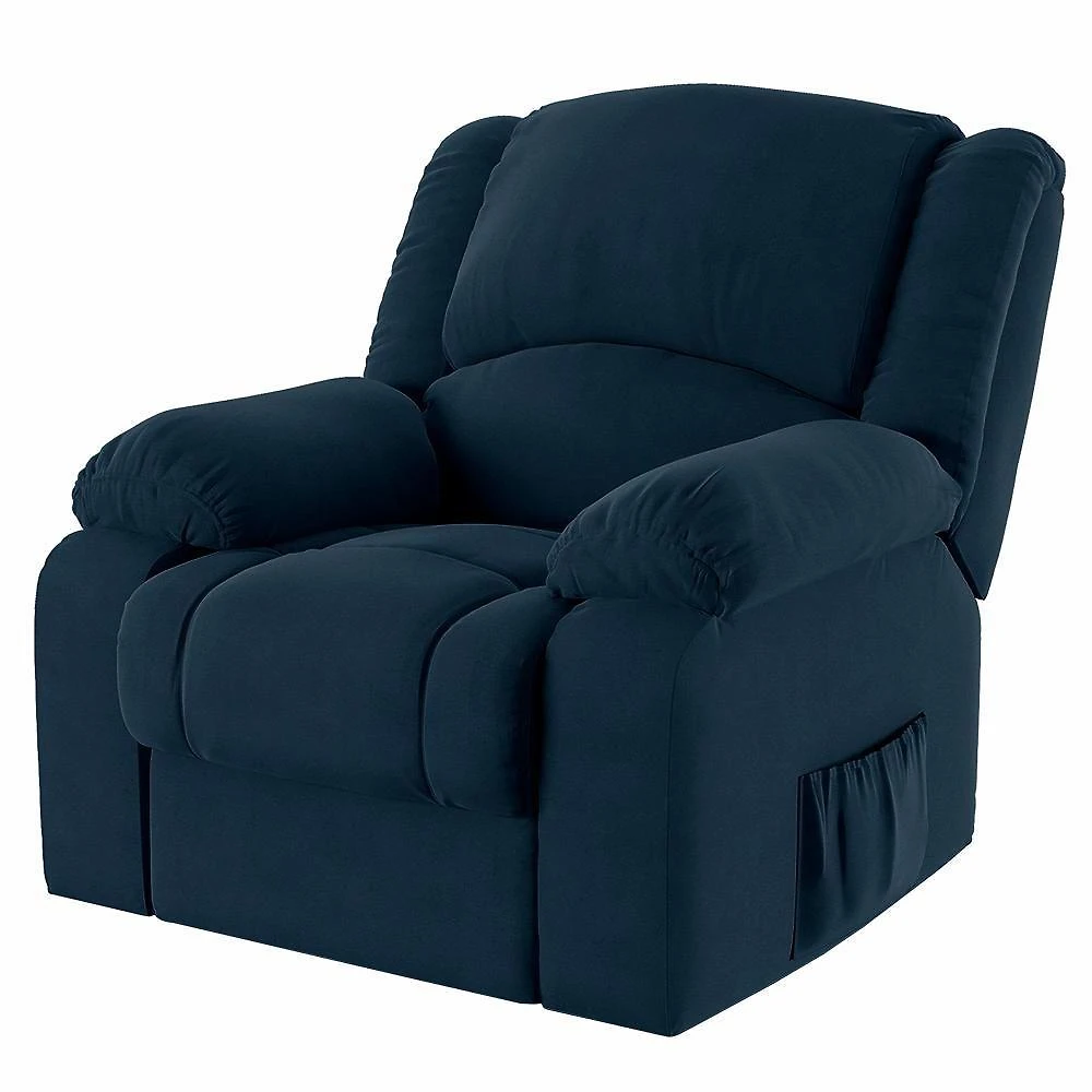 Poltrona Do Papai Reclinável Pietra Zero Wall Fh9 Veludo Azul - Mpozenato