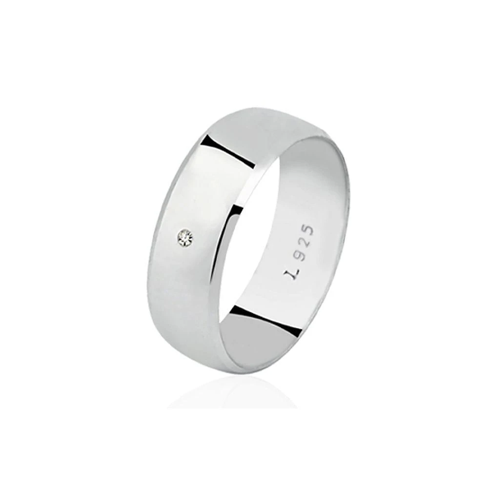 Aliança Prata 925 Laminada Zircônia M13 Vd 92.5 Tamanho 23