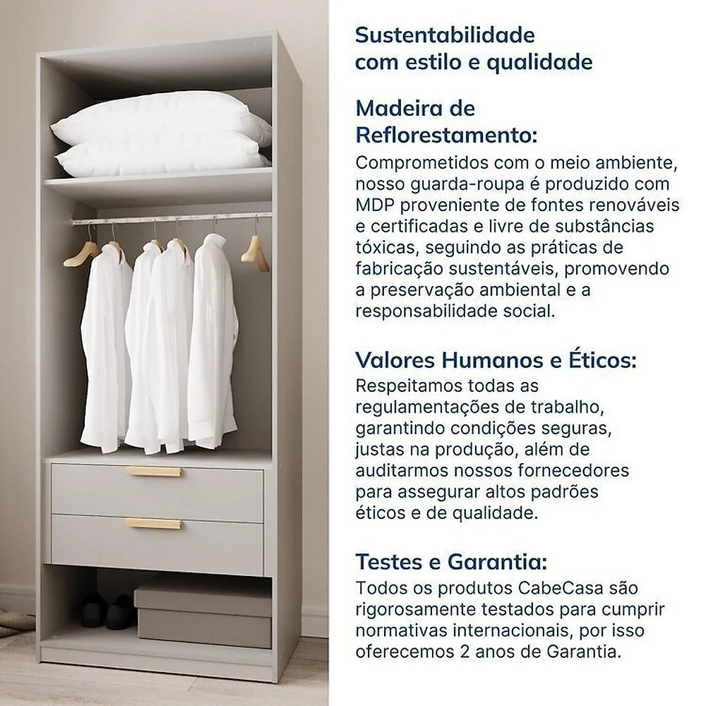 Guarda-roupa Modulado de Canto 10 Peças 18 Portas Jade CabeCasa MadeiraOriginals Guarda-roupa Modulado de Canto 10 Peças 18 Portas Jade Cabecasa Madeiramadeira Branco Fosco
