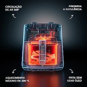 Fritadeira Air Fryer Electrolux EAF40 Rita Lobo 5,6L Efficient 1400W Antiaderente Desligamento Automático Econômica Cinza 110V
