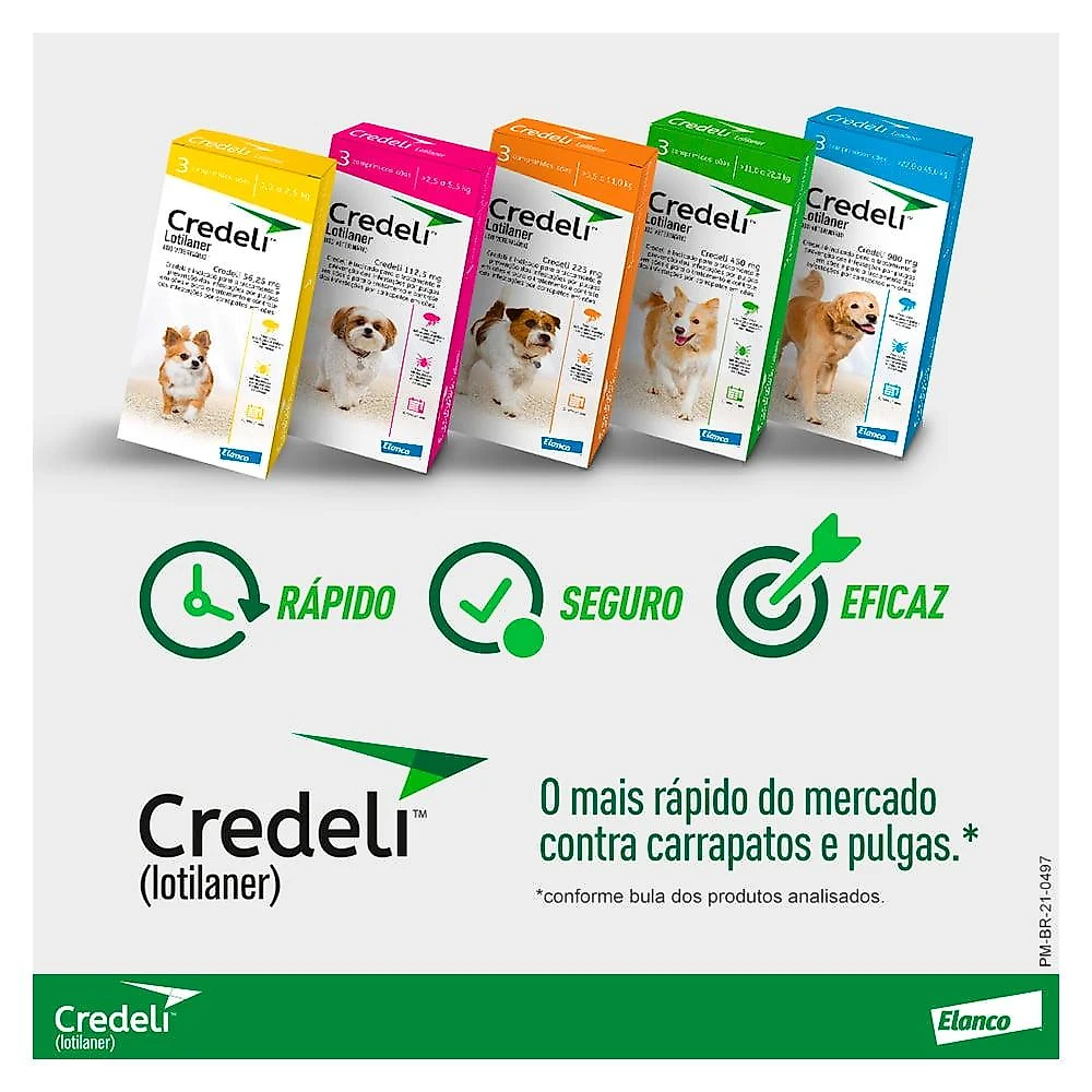 Antipulgas e Carrapatos Elanco Credeli para Cães de 1,3 a 2,5 Kg - 56,25 mg