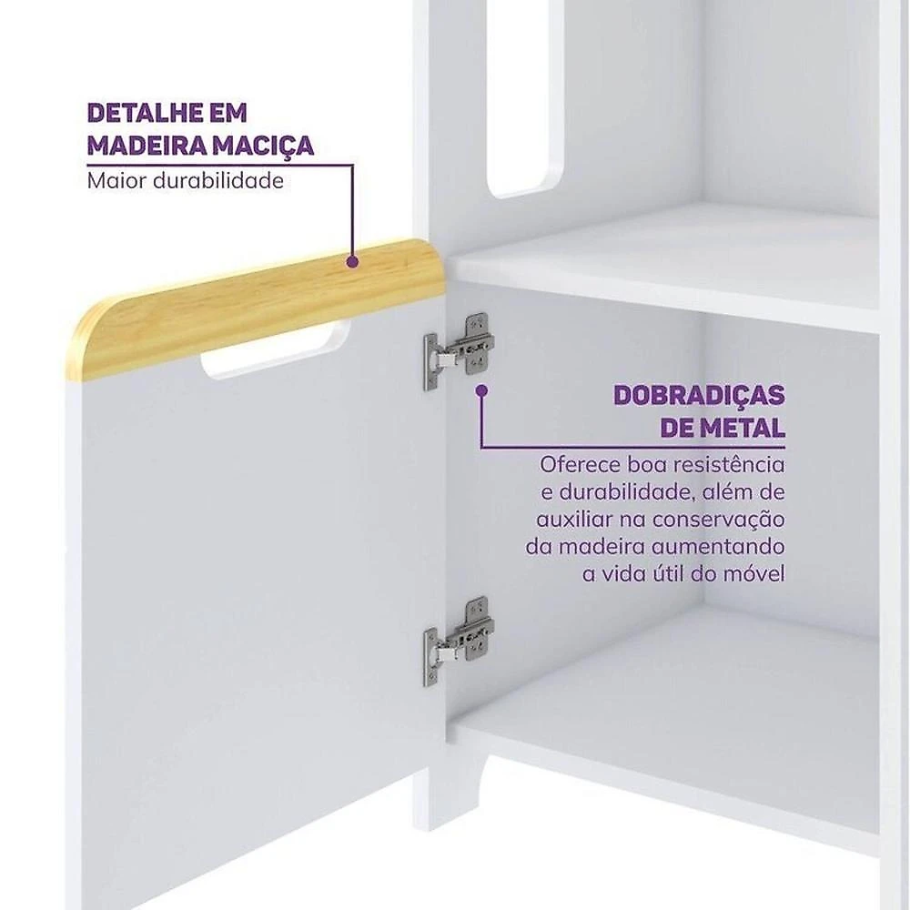 Escrivaninha e Estante Nicho com Portal Petit Casatema MadeiraOriginals Branco/Mel