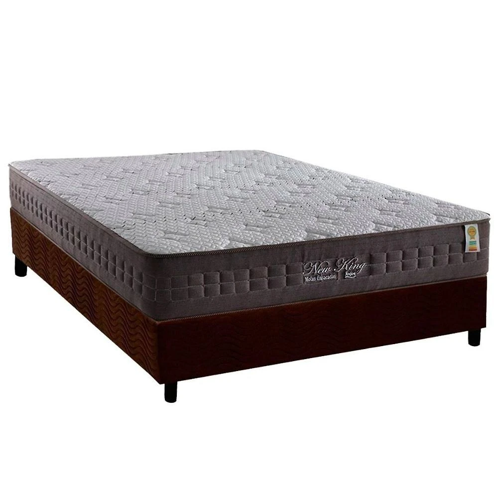 Cama Box Casal: Colchão Molas Ensacadas New King Brown + Base Crc Suede Brown (138x188)