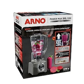 Liquidificador Arno Power Max XXL LN87 2200W* Jarra 2,25L 6 Lâminas Powelix Cinza 110V