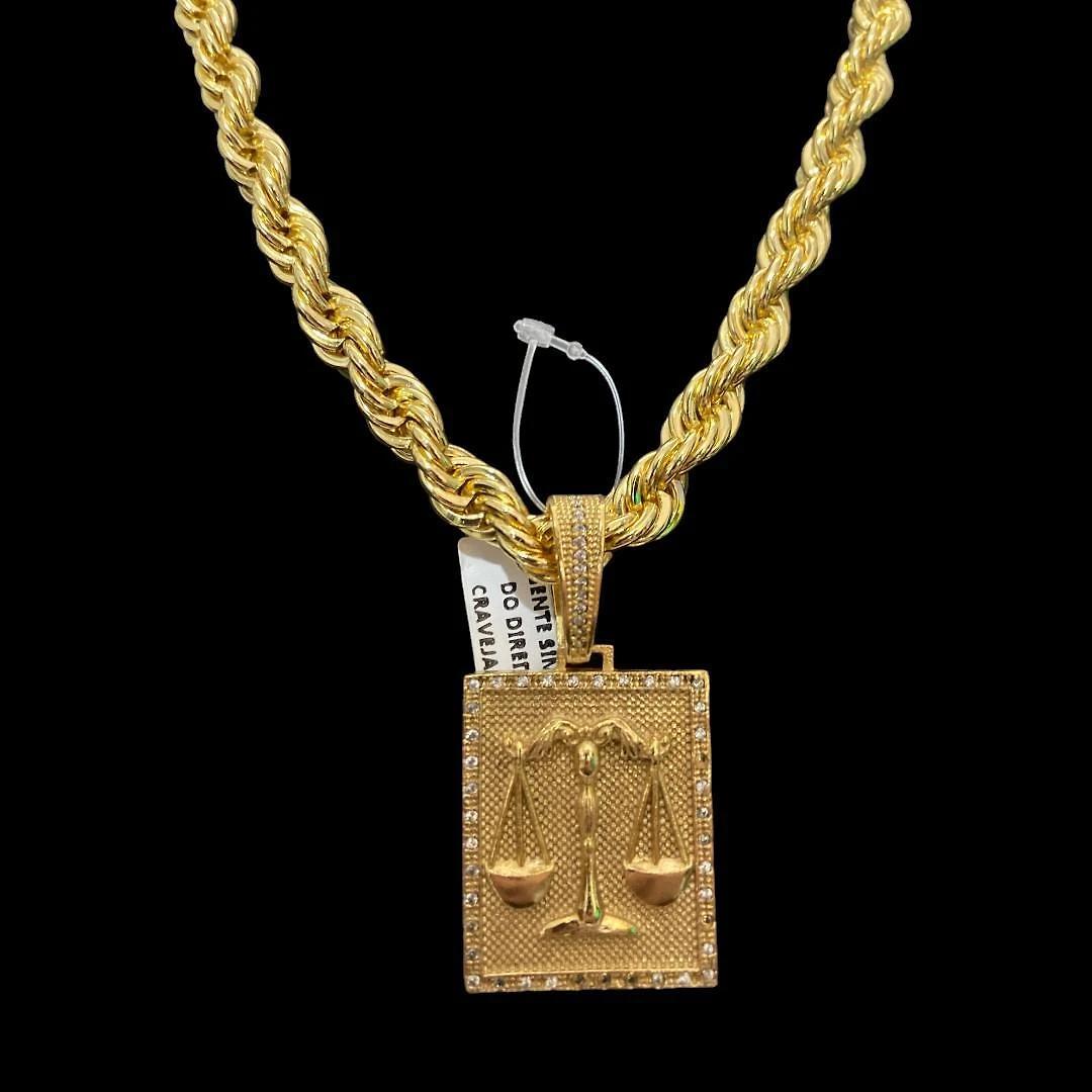 Miniatura Cordão Baiano 13Mm Pingente Direito/Advogado Banhado A Ouro