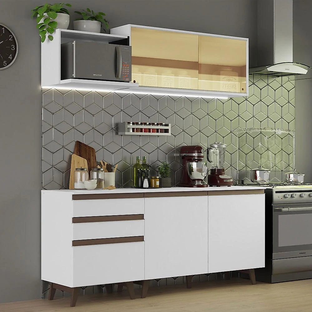 Cozinha compacta madesa reims 180001 com armário e balcão - branco