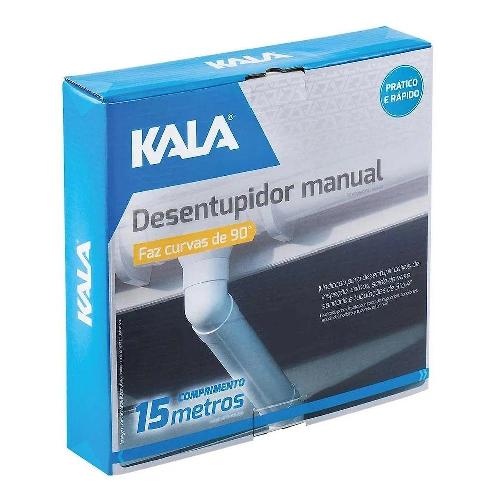 Desentupidor Manual Kala 15 Metros em Aço Carbono com Mola para Pias e Ralos Kala 15M
