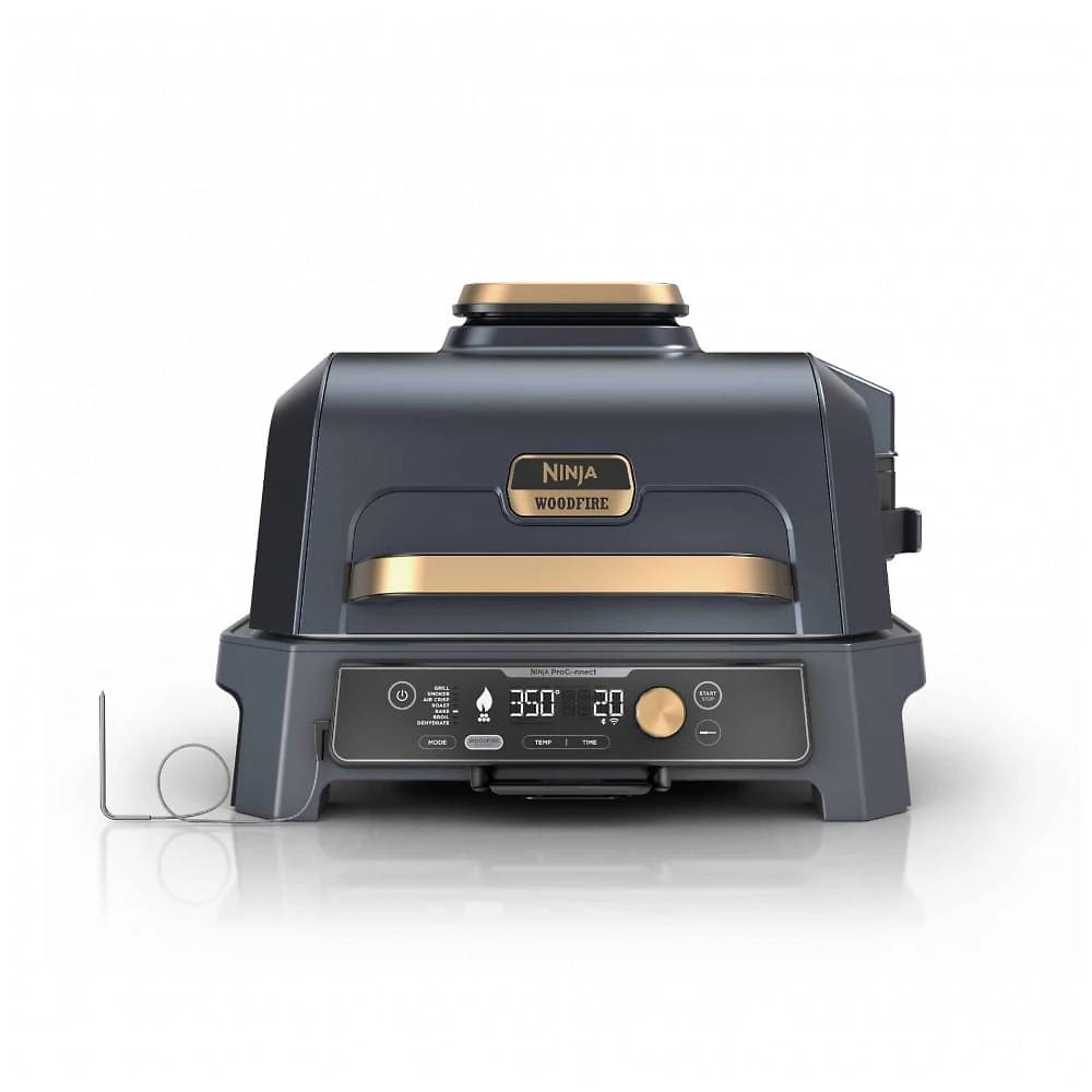 Grill Ninja OG951BL1 Woodfire Premium XL 7-em-1 Defumador e Air Fryer Azul e Dourado 110V