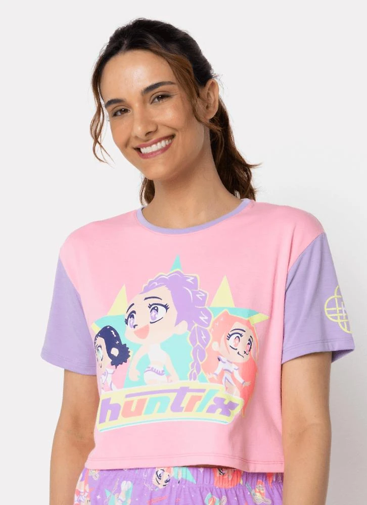 Pijama manga curta viscolycra feminino guerreiras do k-pop