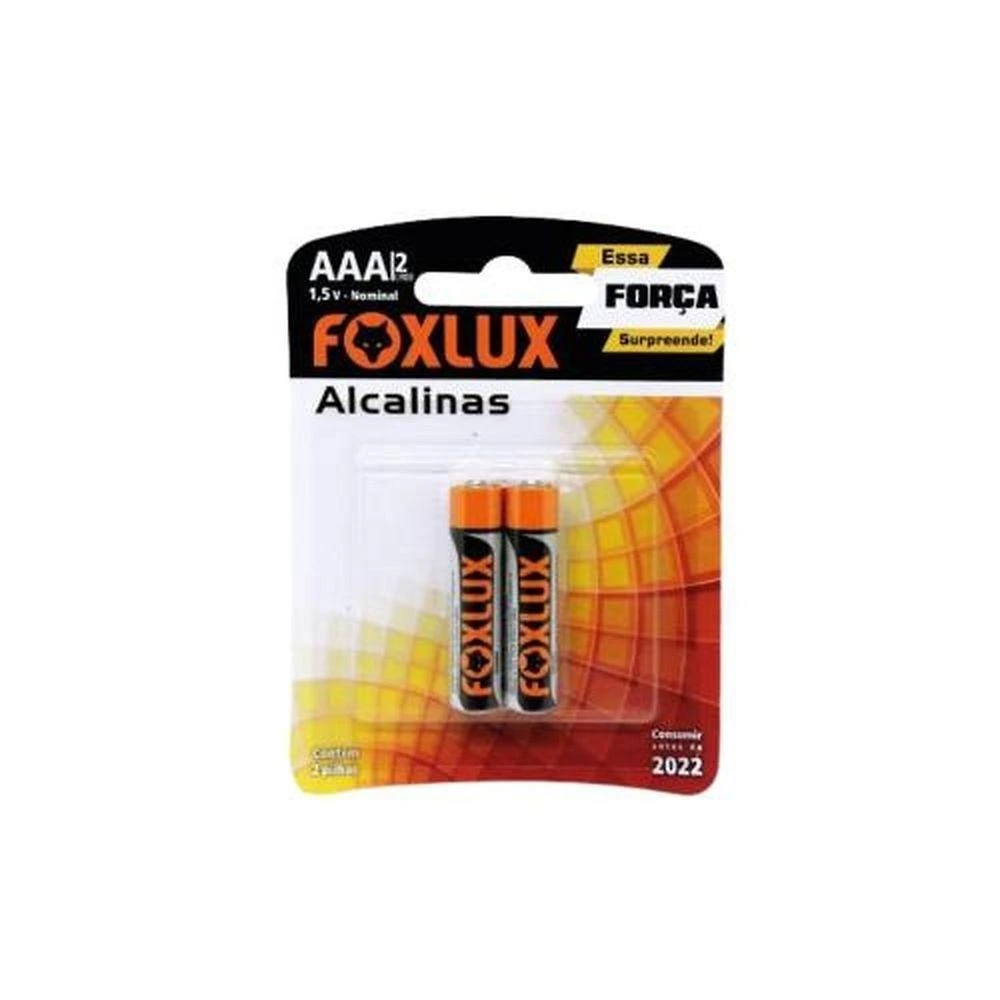 Pilha Alcalina AAA Palito 1,5V Alta Durabilidade para Controles Lanternas Brinquedos Blister 2