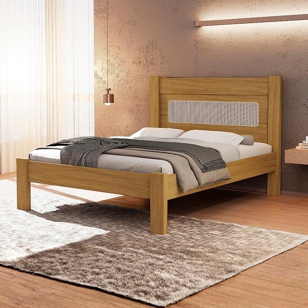 Cama de Casal 199x145cm Modelo 3023 em Mdf Fosco Marrom Milani Movelaria
