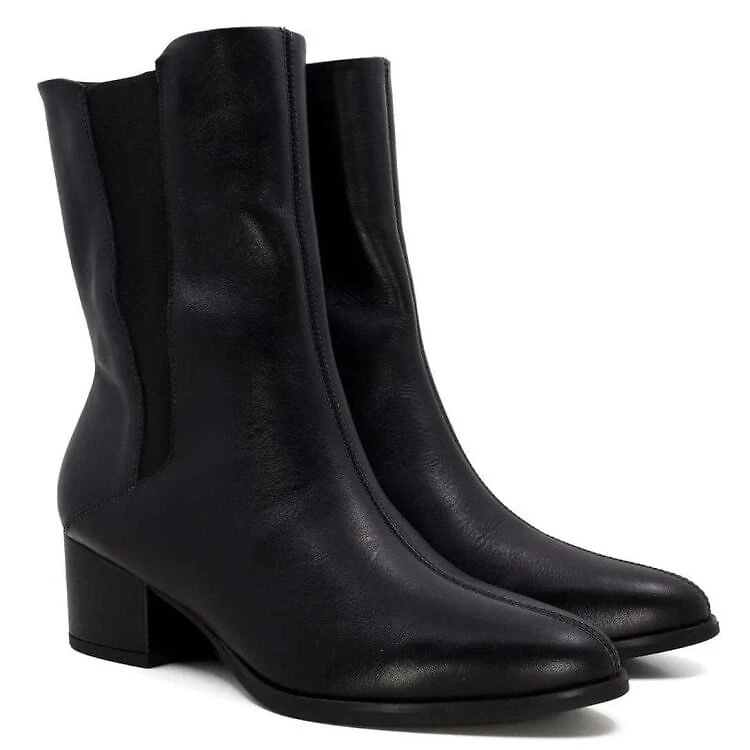 Bota Usaflex Salto Bloco Feminino - Preto - PRETO