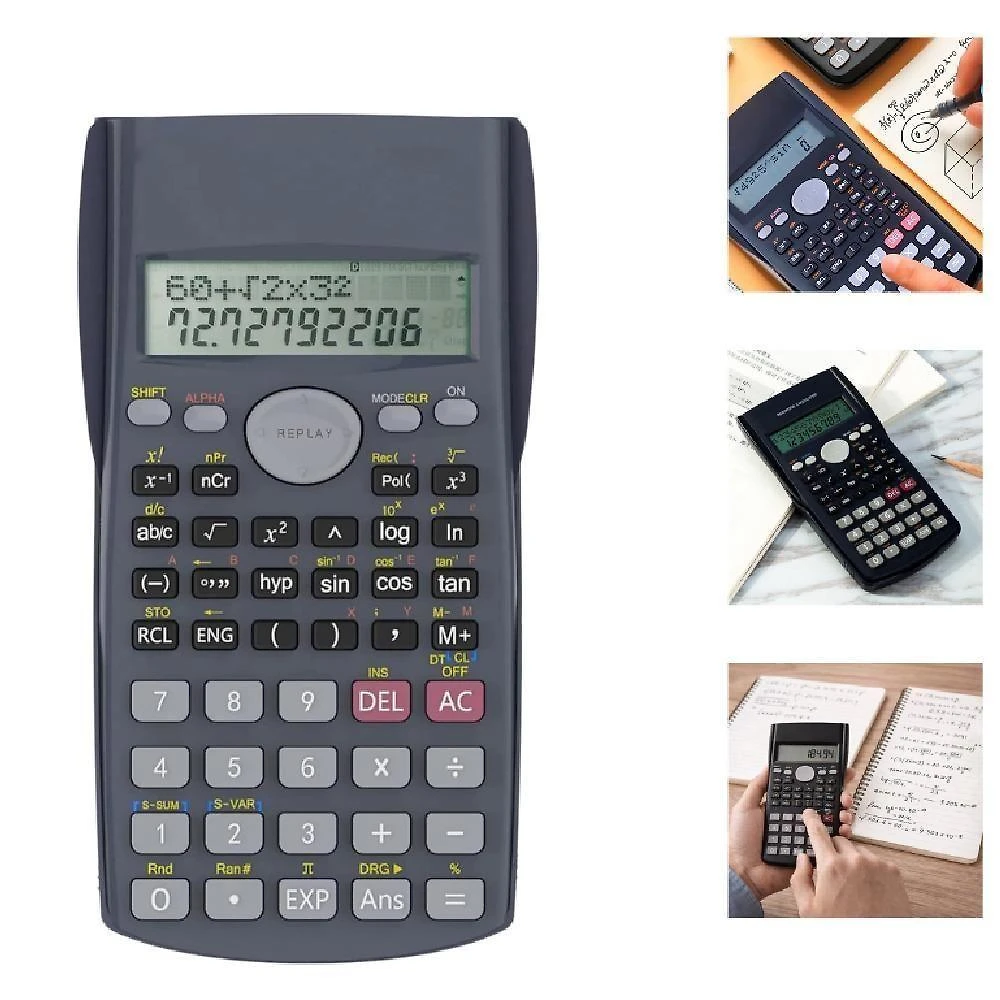 Calculadora Científica 240 Funções 12 Digitos Display LCD Duplo Preto