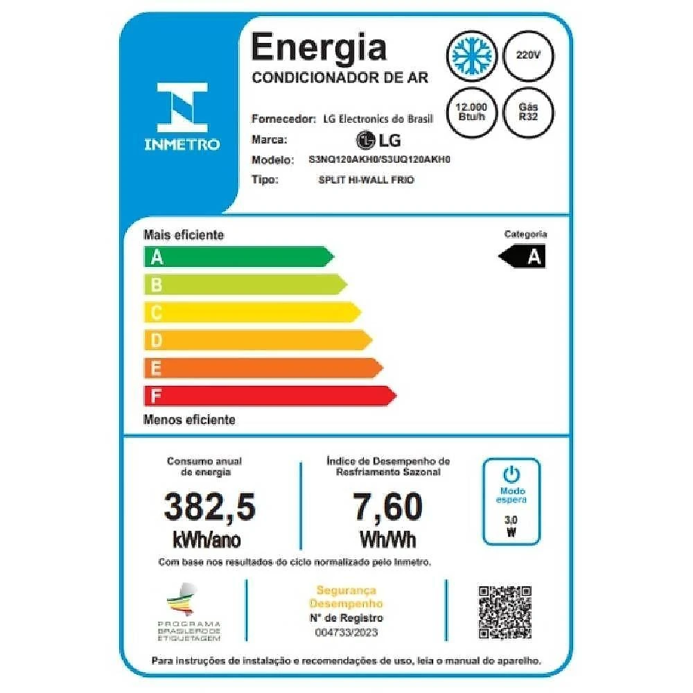 Ar condicionado lg dual inverter ai air 12000 btus frio 220v s3-q120akh0