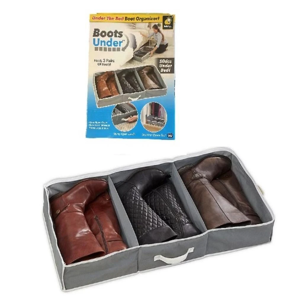 Organizador de Calçados Dobrável para Baixo da Cama TNT + Ziper com Alça e Zíper Duplo 3 Pares 80CM