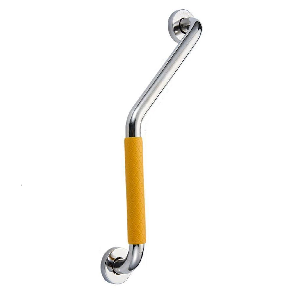 Barra de Apoio BSL3714 com Alça Angular e Borracha Antiderrapante Prata Braslu 25CM