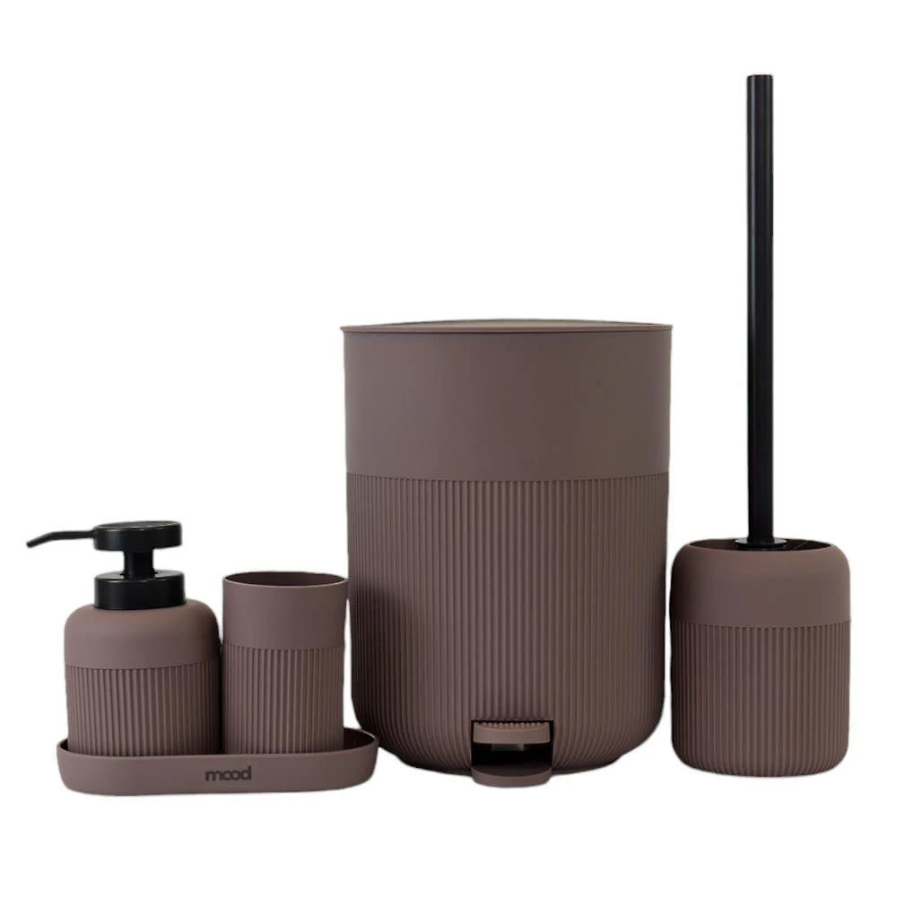 Conjunto para Banheiro Café Concept 5 Peças ABS Design Elegante Organizador Marrom