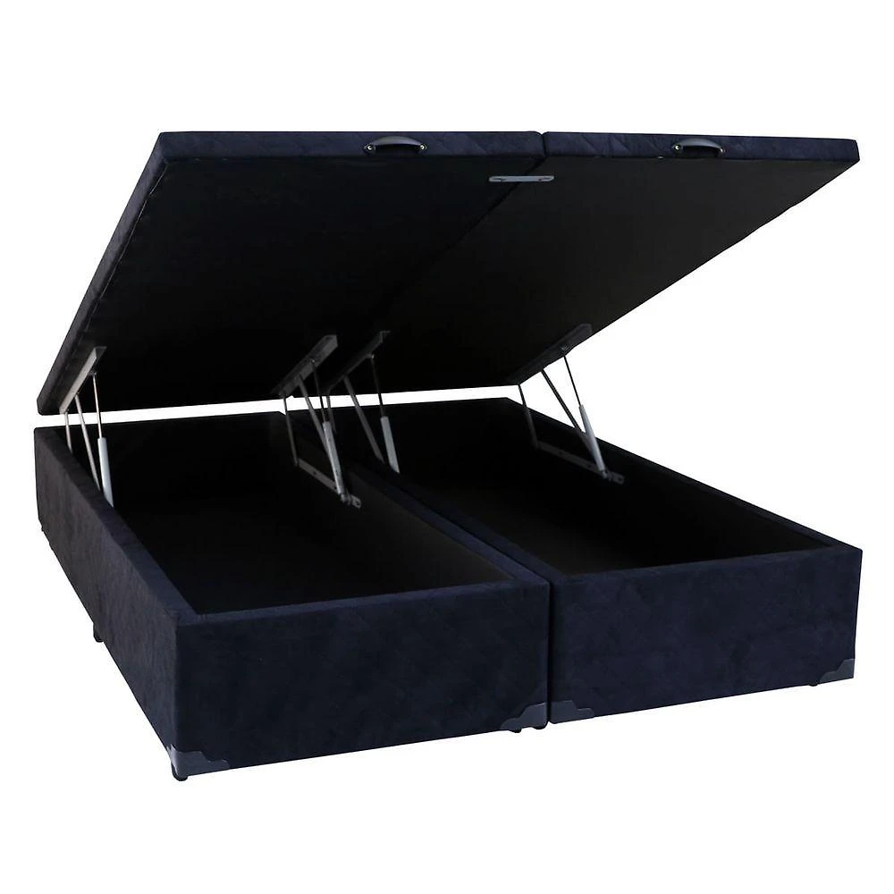 Cama Box Baú Queen Bipartido Suede 42x158x198 Preto
