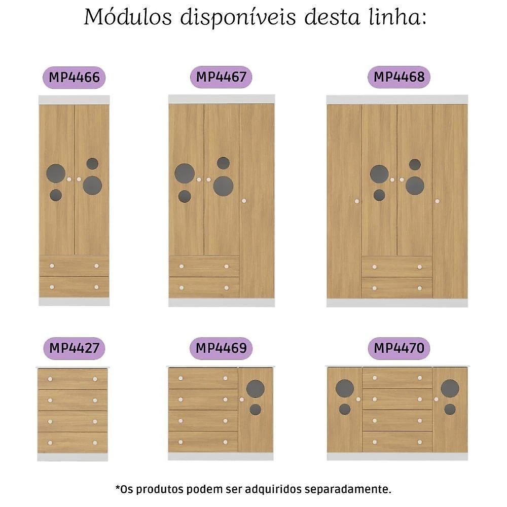 Quarto De Bebê Completo Berço Americano 3 Em 1 Colchão Pirulito Multimóveis MP4641 Branco-madeirado