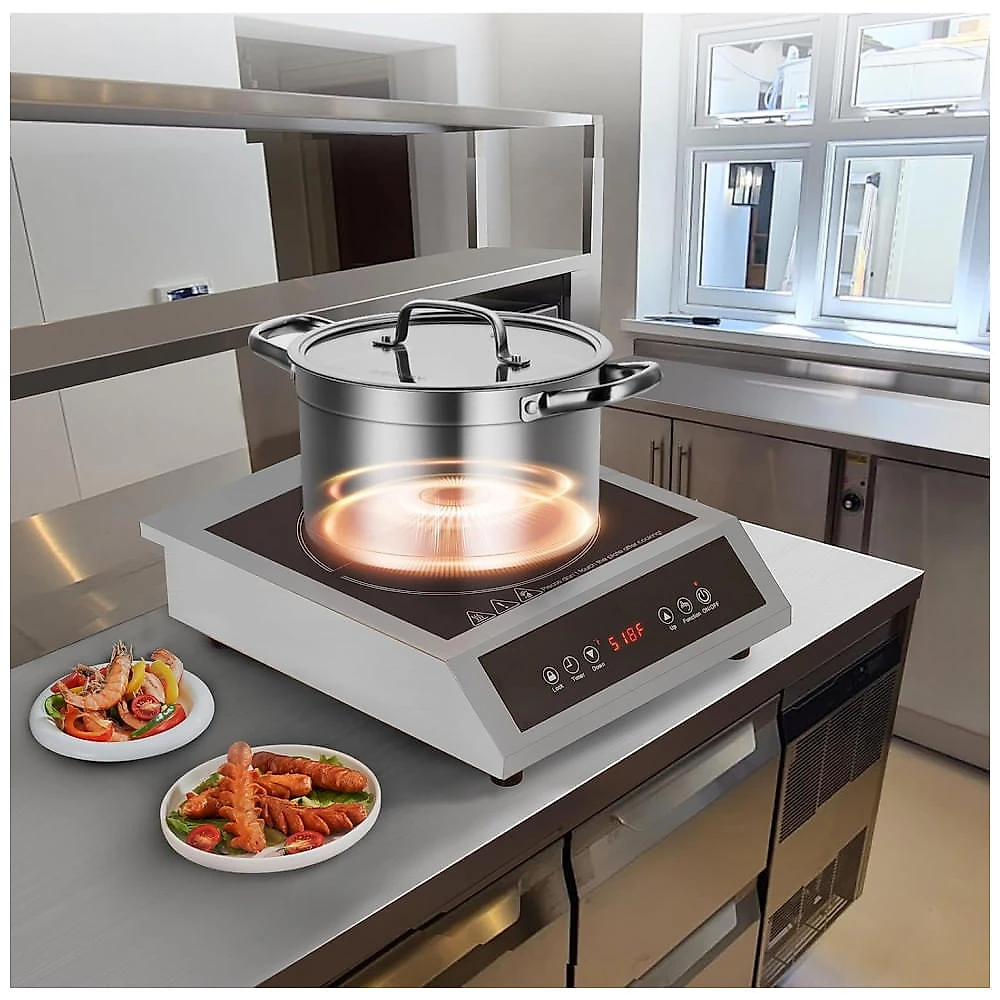 Cooktop de Indução Portátil VEVOR K1004 Preto 1800W 9 Níveis Timer 3H Trava de Segurança 110V