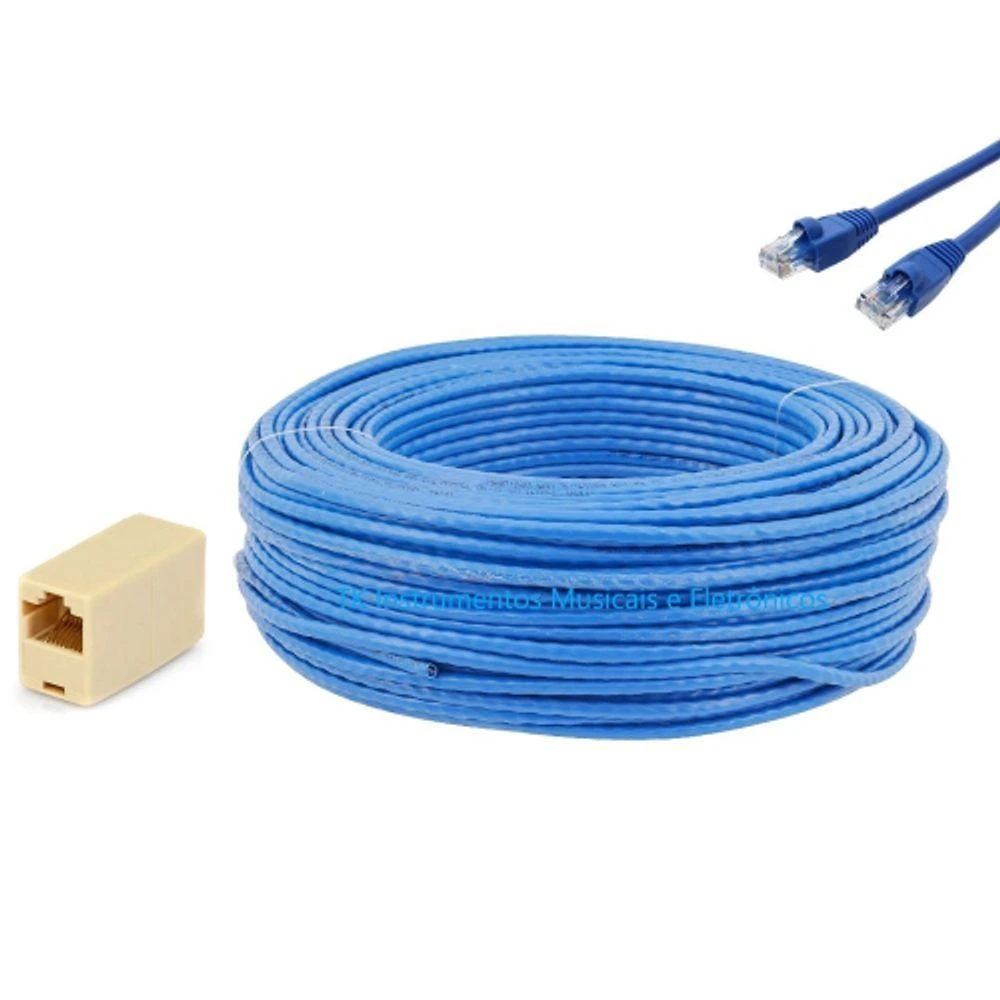 Miniatura Cabo De Rede 40 Metros Ethernet Lan Rj45 Cftv Azul 30M
