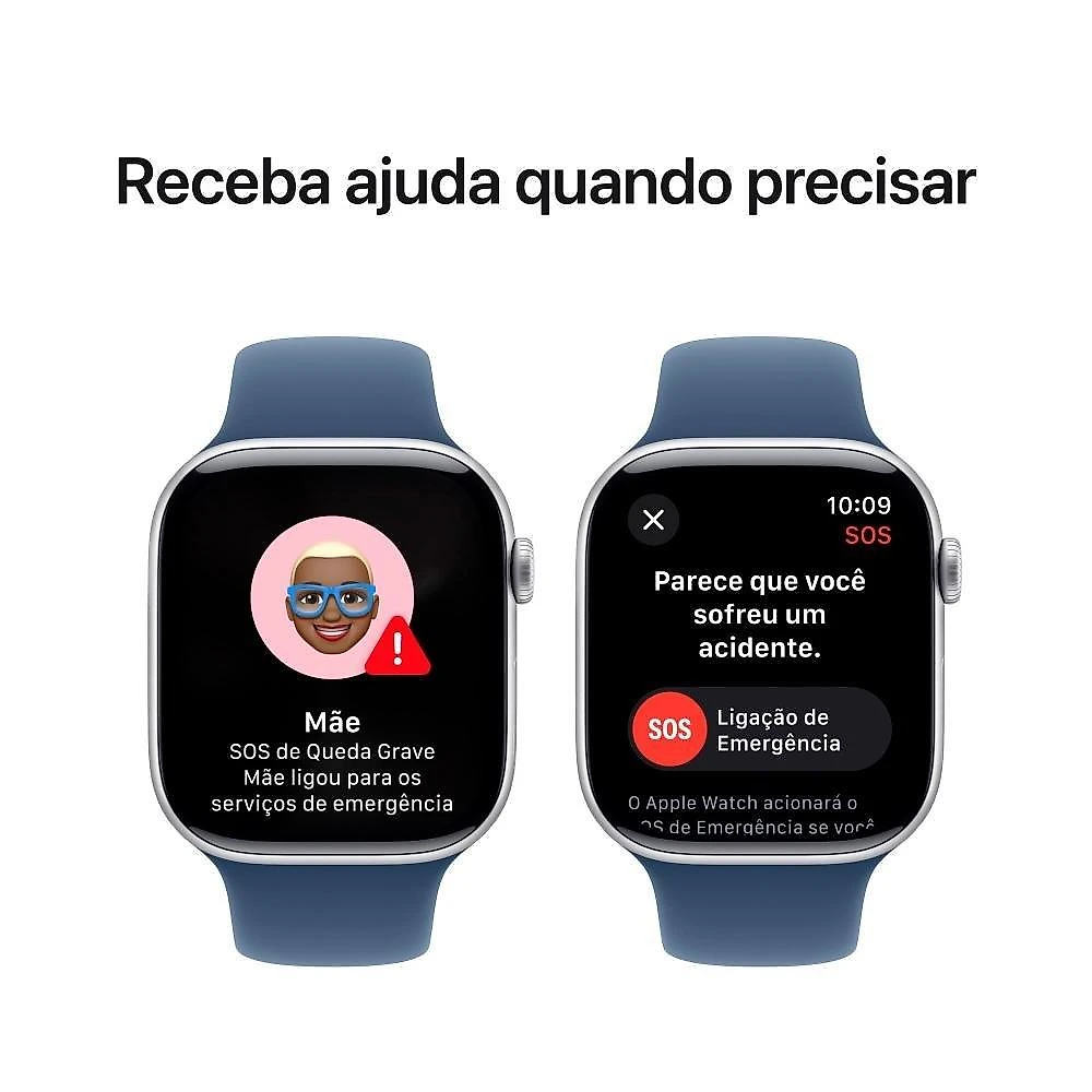 Apple Watch Series 10 GPS + Cellular, Caixa Prateada de Alumínio de 46 mm, Pulseira Esportiva Denim, Tamanho M/G - MWY13AM/A