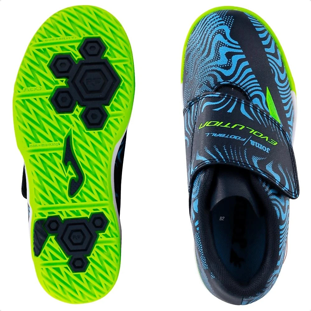 Chuteira Futsal Joma Evolution Infantil Azul / Verde - 26