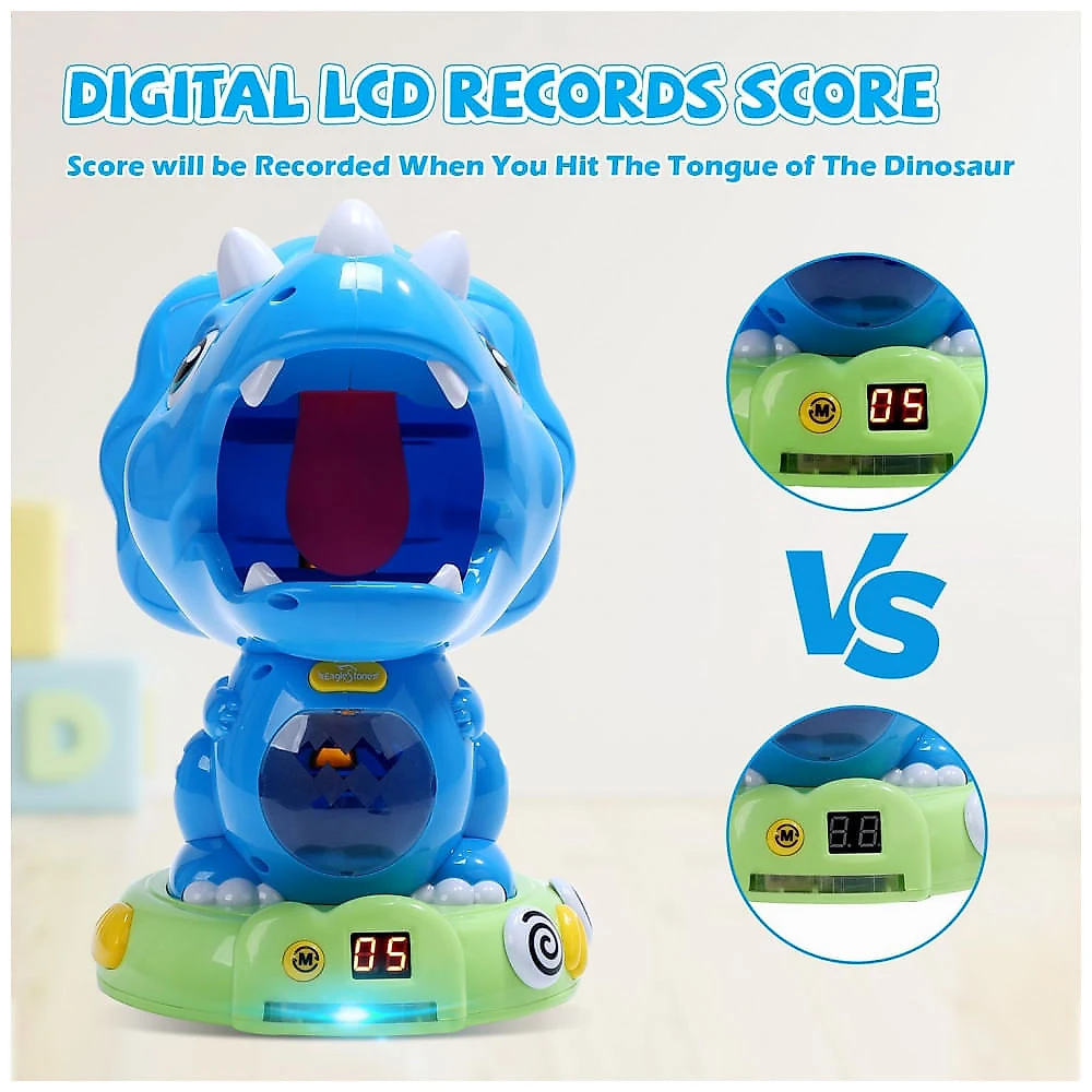 EagleStone Brinquedo Dinossauro Triceratops Móvel com Tiro e Placar LCD - Diversão e Coordenação para Crianças
