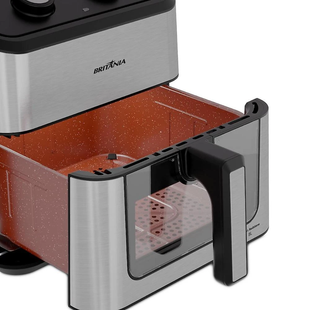 Fritadeira air fryer britânia baf80a 8l redstone visor glass 127v