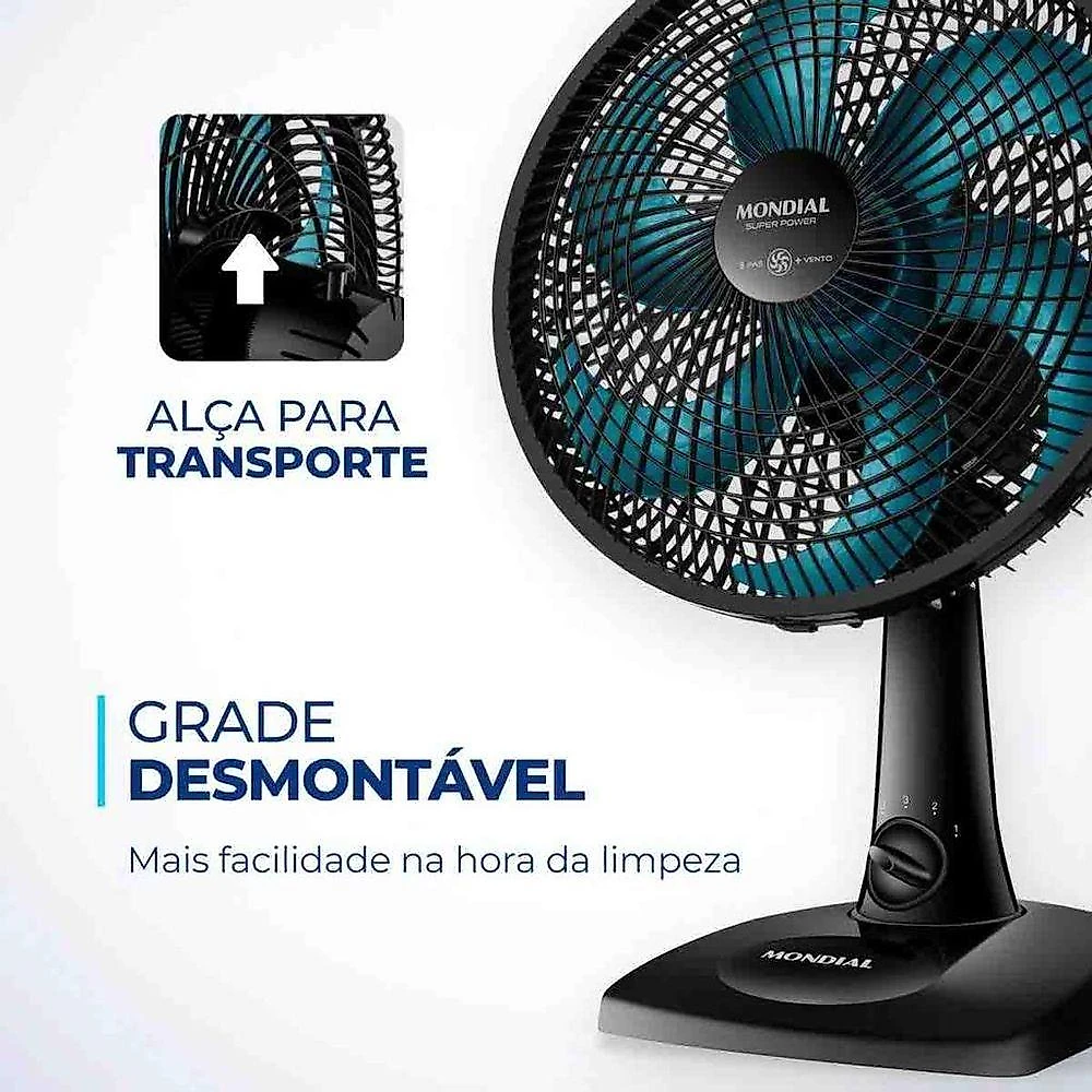 Ventilador De Mesa Mondial Super Power Vsp30 Azul Petroléo 110V