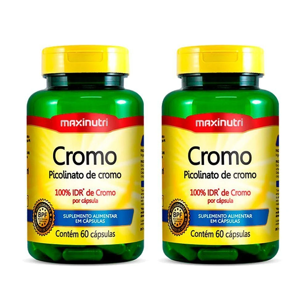 Kit 02 Cromo Picolinato De Cromo 100% Idr Maxinutri 60 Caps