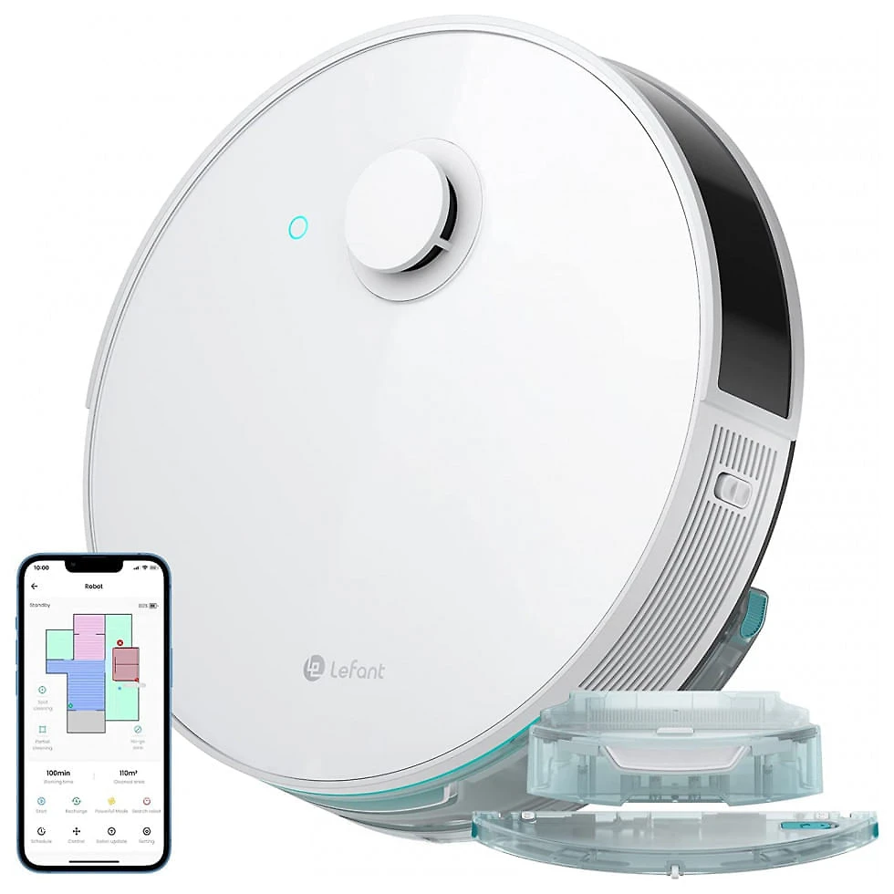 Aspirador de Pó Robô com Conexão via APP WI FI e Mapeamento Multinível, 110V, Lefant N3, Branco