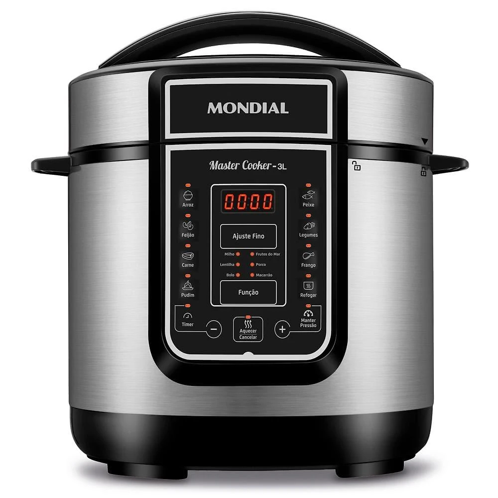 Panela elétrica de pressão mondial digital master cooker pe-40 3l - preta/inox
