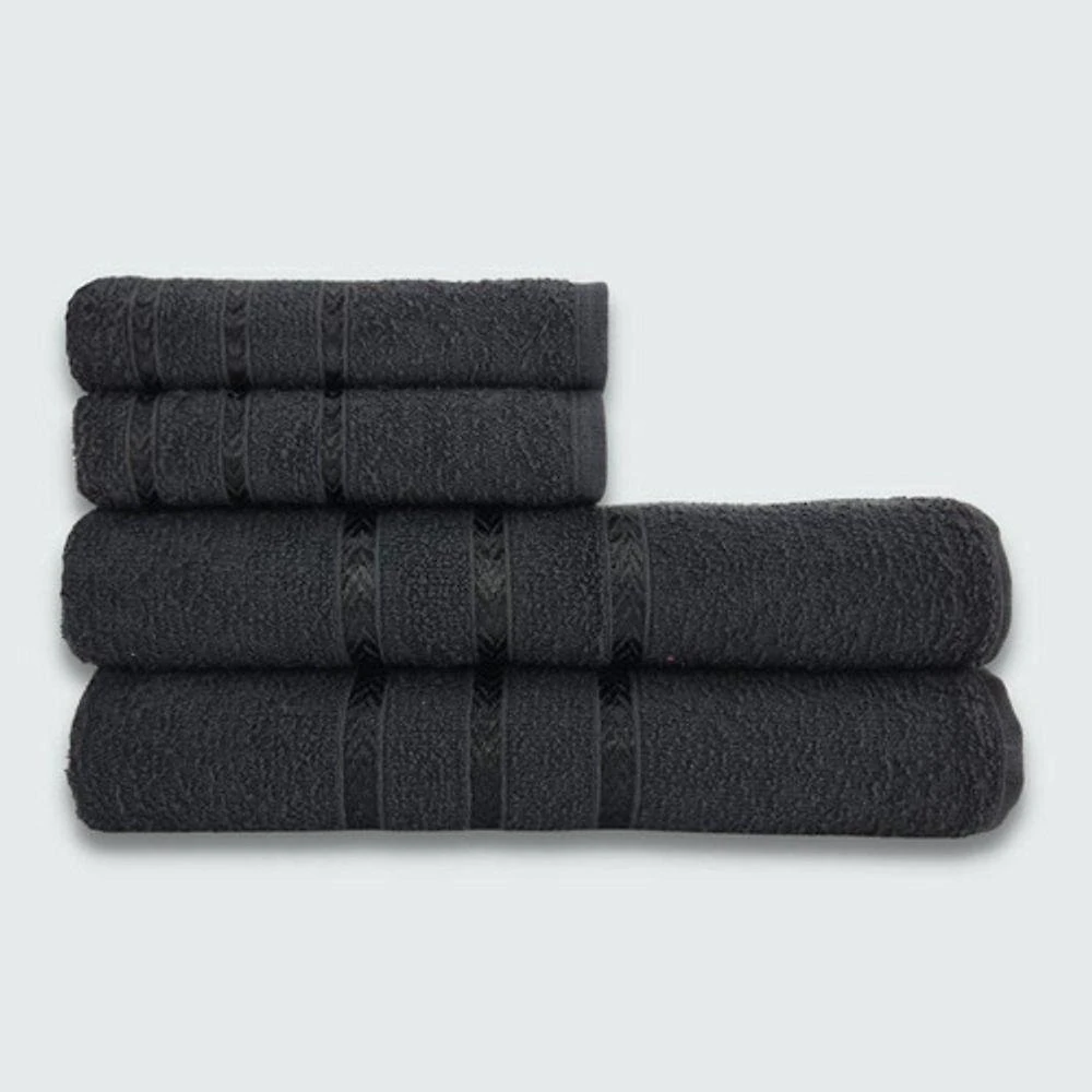 Jogo de Toalha de Banho Verona 4 Peças 100% Algodão 230G-M² Macio e Absorvente Preto