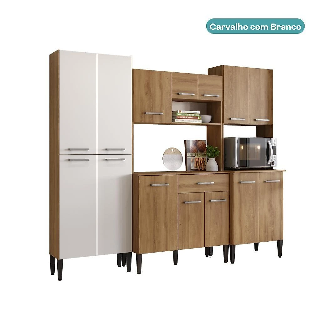Armário de Cozinha Arizona Fit 14 Portas 1 Gaveta MDF-MDP 229CM Móveis Carraro