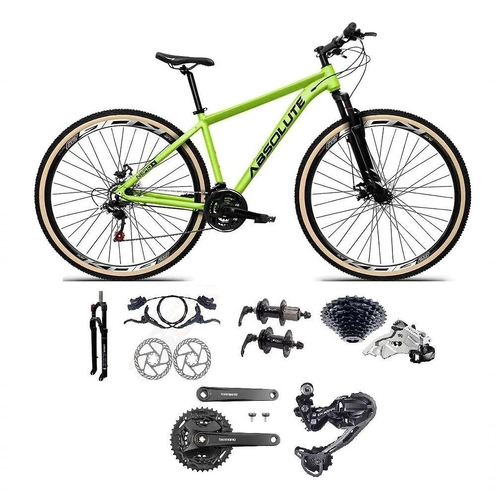 Bicicleta Aro 29 Absolute Nero 5 Câmbios Shimano Deore-altus 27v Freio Hidráulico Garfo C-trava Verde Tam: 19