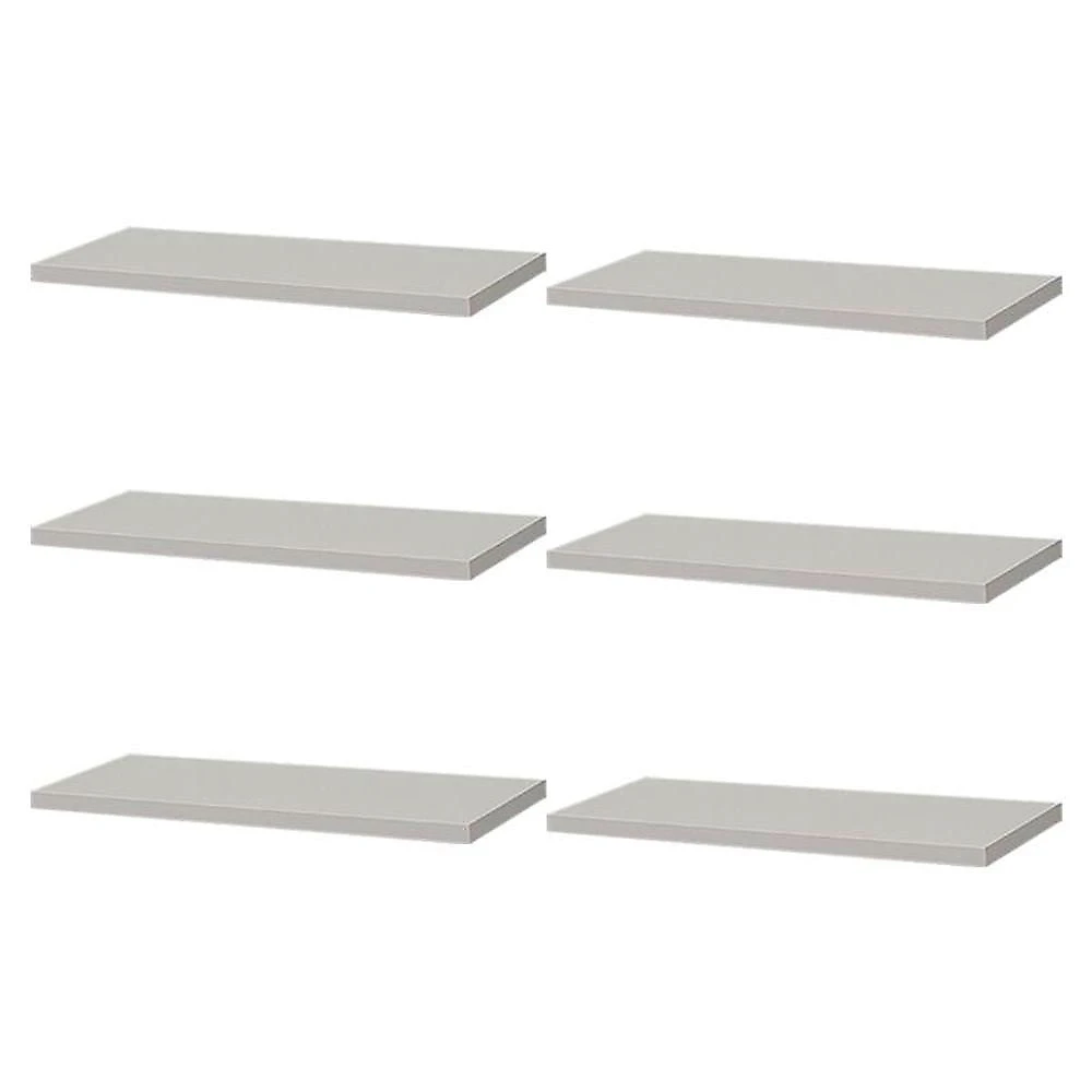 Prateleira Kit 6 50X10CM MDP Fixação Suporte Invisível Moderno Sala Branco Mercado das Prateleiras