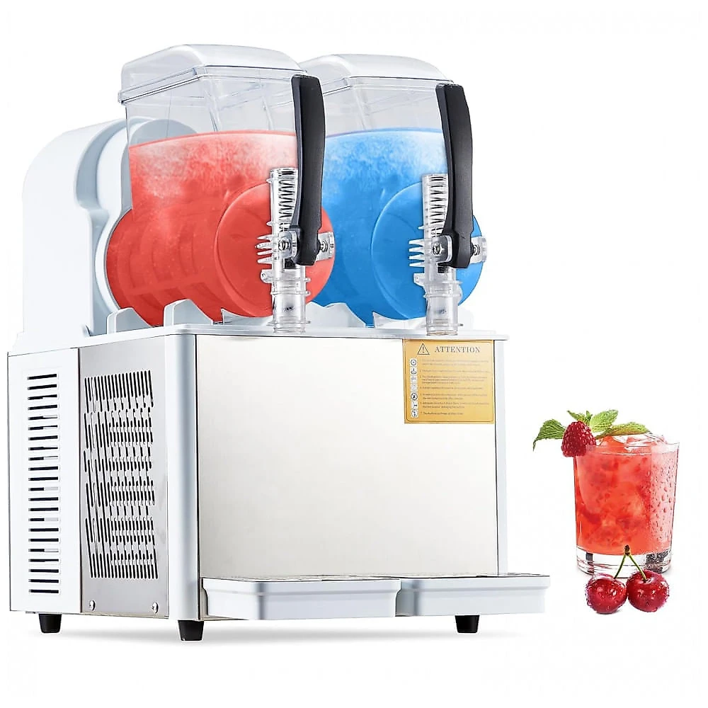 Máquina de Slush Raspadinha SierraSquad 8L Duplo Tanque Comercial Auto Limpeza Inox 240V