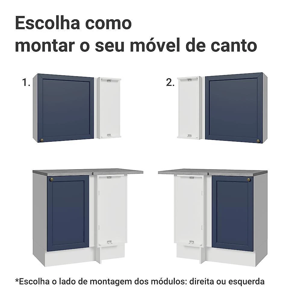 Armário de cozinha completa de canto 399 cm branco/azul vik madesa 02