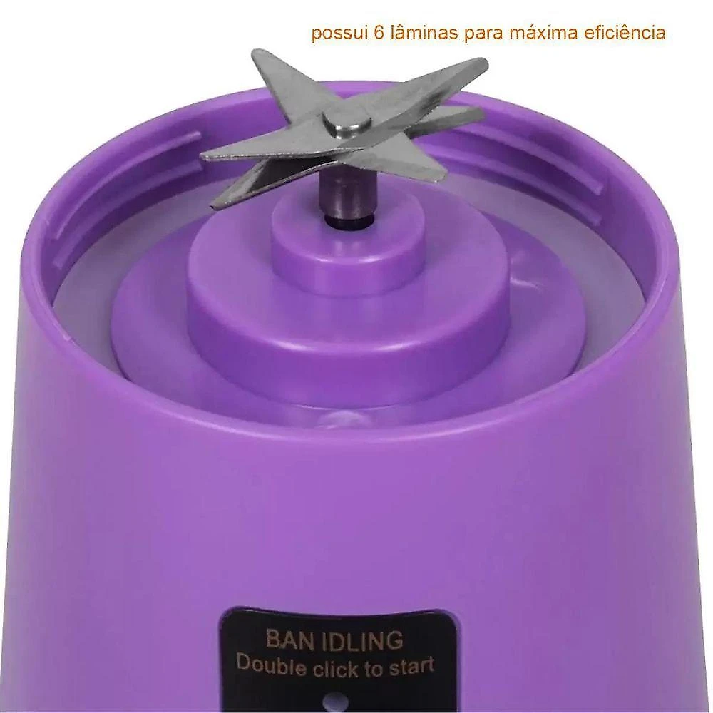 Mini Liquidificador Usb Recarregável 6 Lâminas 380ml