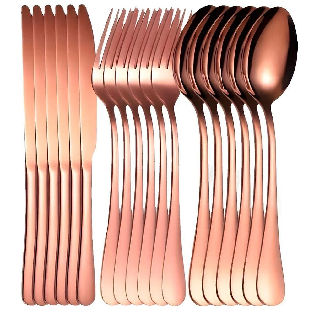 Kit Talheres 18pçs P-6 Pessoas Colher Garfo Faca Inox Rose