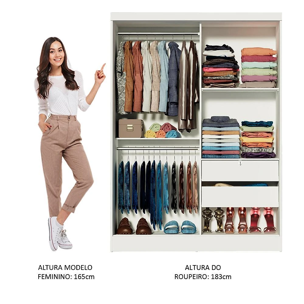 Quarto completo com guarda roupa luke e cabeceira com 2 mesas laterais madesa - branco