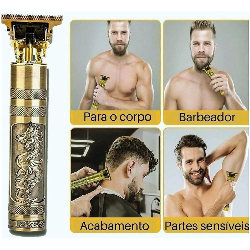 Barbeador Dragão Dourado Profissional - Aparador Usb