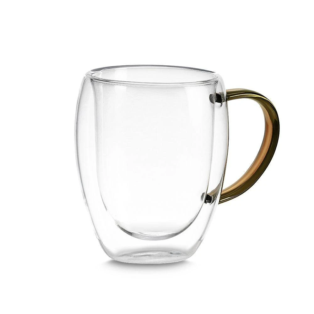 Xícara em Vidro Borossilicato Parede Dupla Resistente Térmica para Café Marrom 350ML