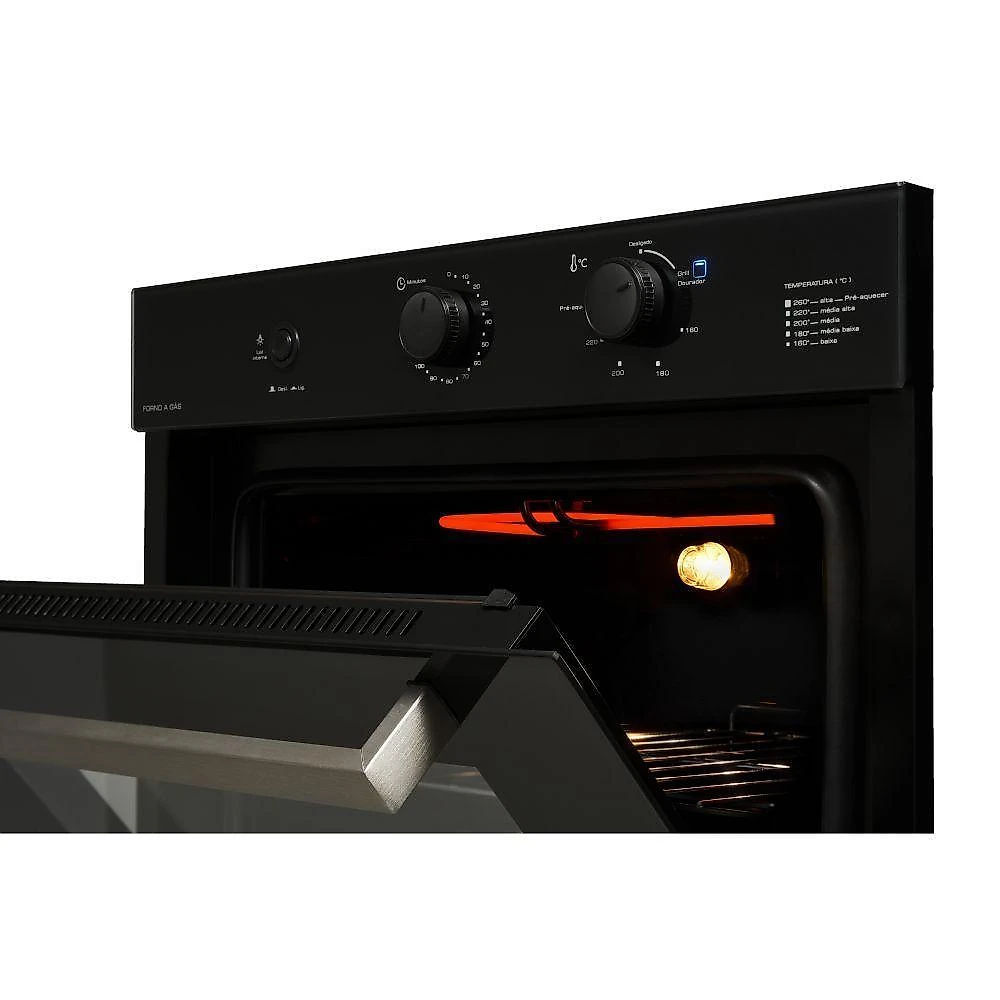 Forno a gás de embutir fischer infinity preto 50 litros 220v
