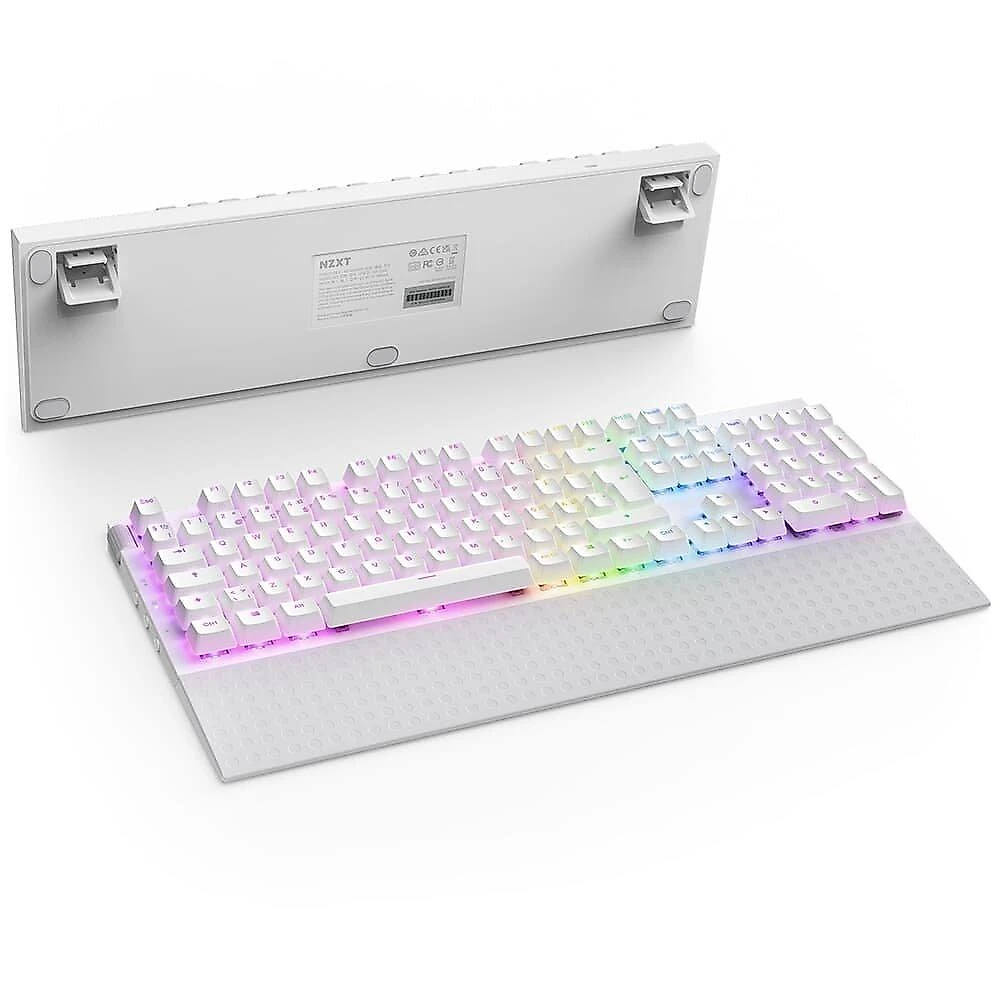 Teclado Óptico Gamer NZXT Function 2 Full Size, RBG, USB-C, Layout US, Branco - KB-001NW-US
