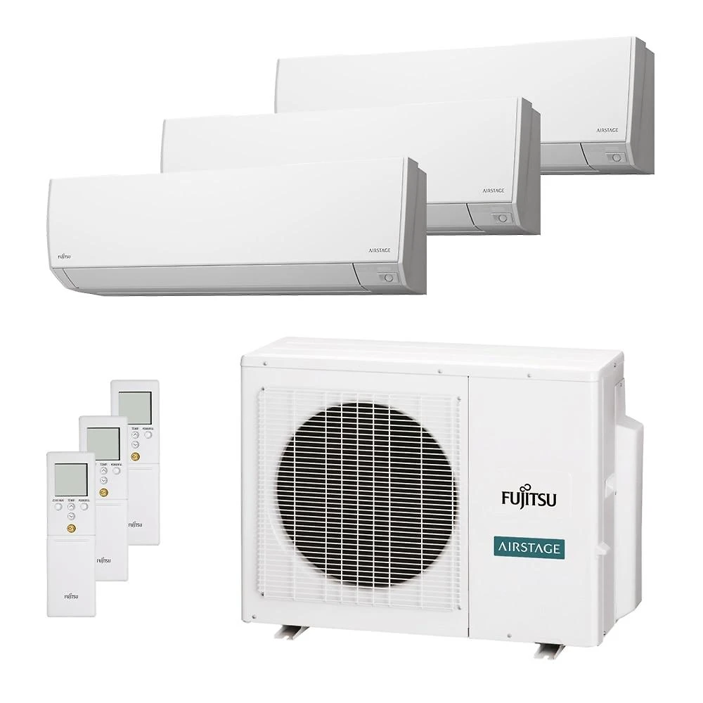 Ar Condicionado Multisplit Tri 27000 Btu(3x9000) Quente/frio - Inverter - Fujitsu - 220v - Asbg09lmca / Aobg18lat3