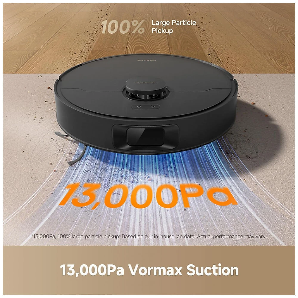 Robô aspirador e mop Dreame preto sucção 13000Pa autoesvaziamento saco de pó 5L DuoBrush mapeamento LDS D20 Plus 110V